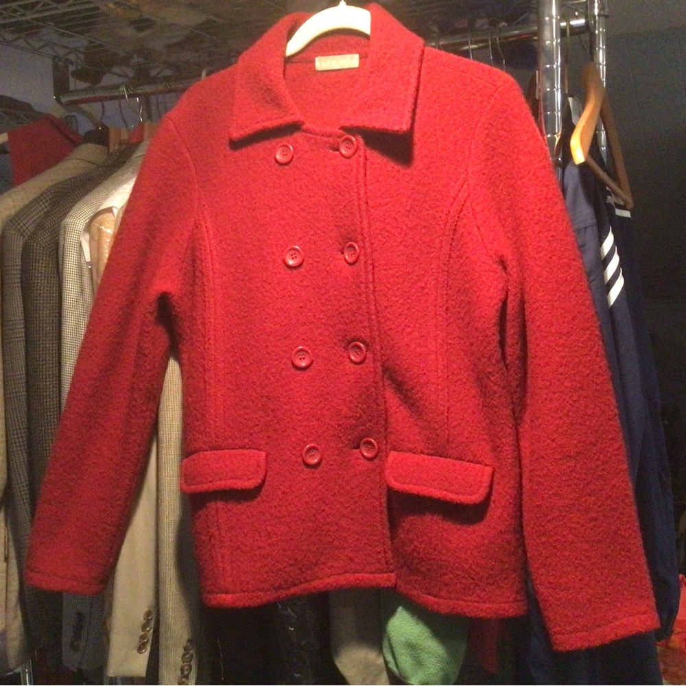 KATE HILL, Women’s Size L, 100% Red Wool Jacket